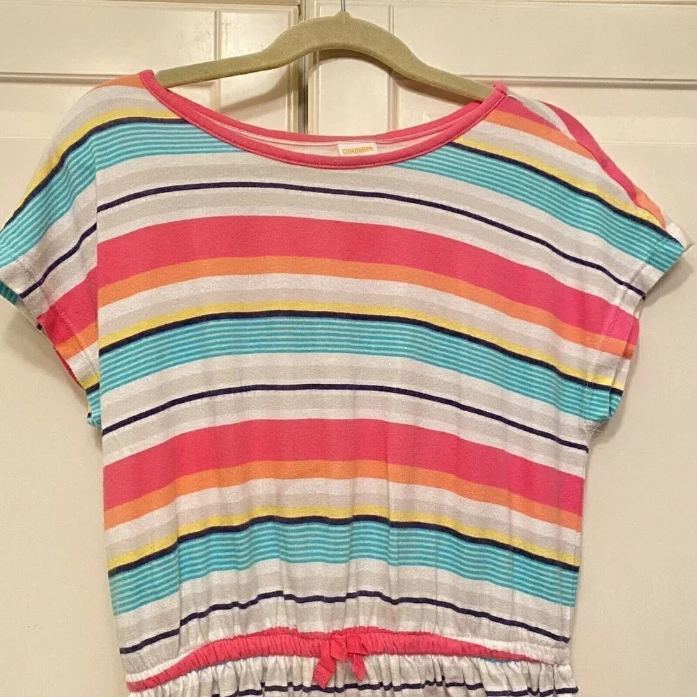 Gymboree Girl’s‎ Lightweight Cotton Striped Dress Pink Green White Sz 10-12